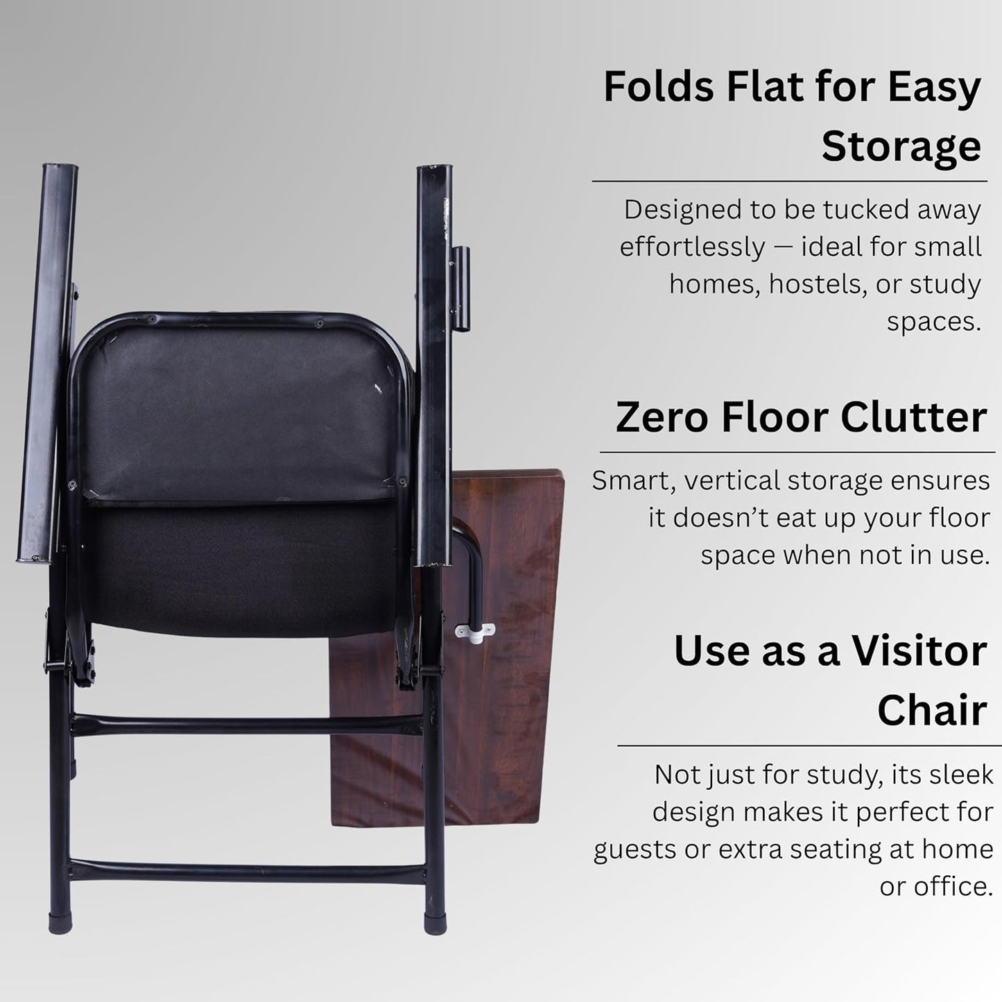 Folding Study Desk Chair with Adjustable Writing Pad