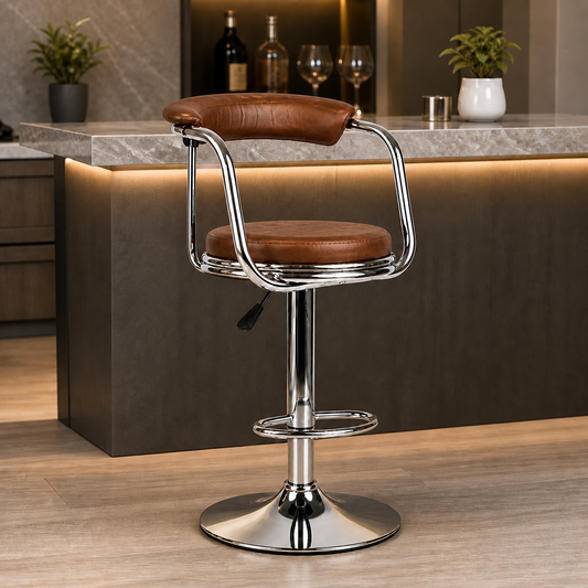 Lexus Bar Stool with Backrest & Armrest | 360° Swivel Counter | Suitable for Kitchen, Cafe, Home Bar Seating
