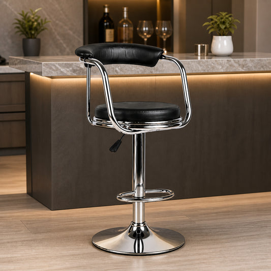 Lexus Bar Stool with Backrest & Armrest | 360° Swivel Counter | Suitable for Kitchen, Cafe, Home Bar Seating