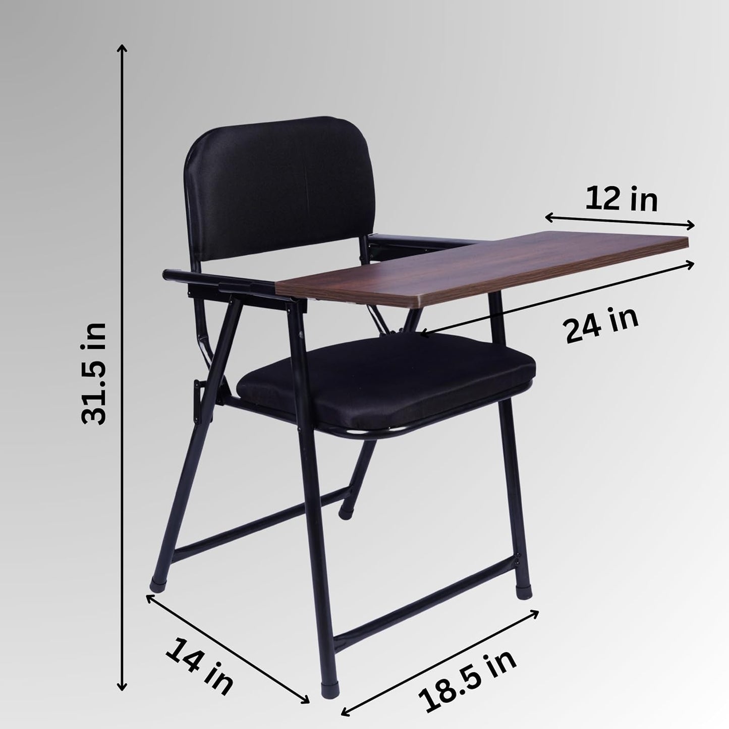 Folding Study Desk Chair with Adjustable Writing Pad