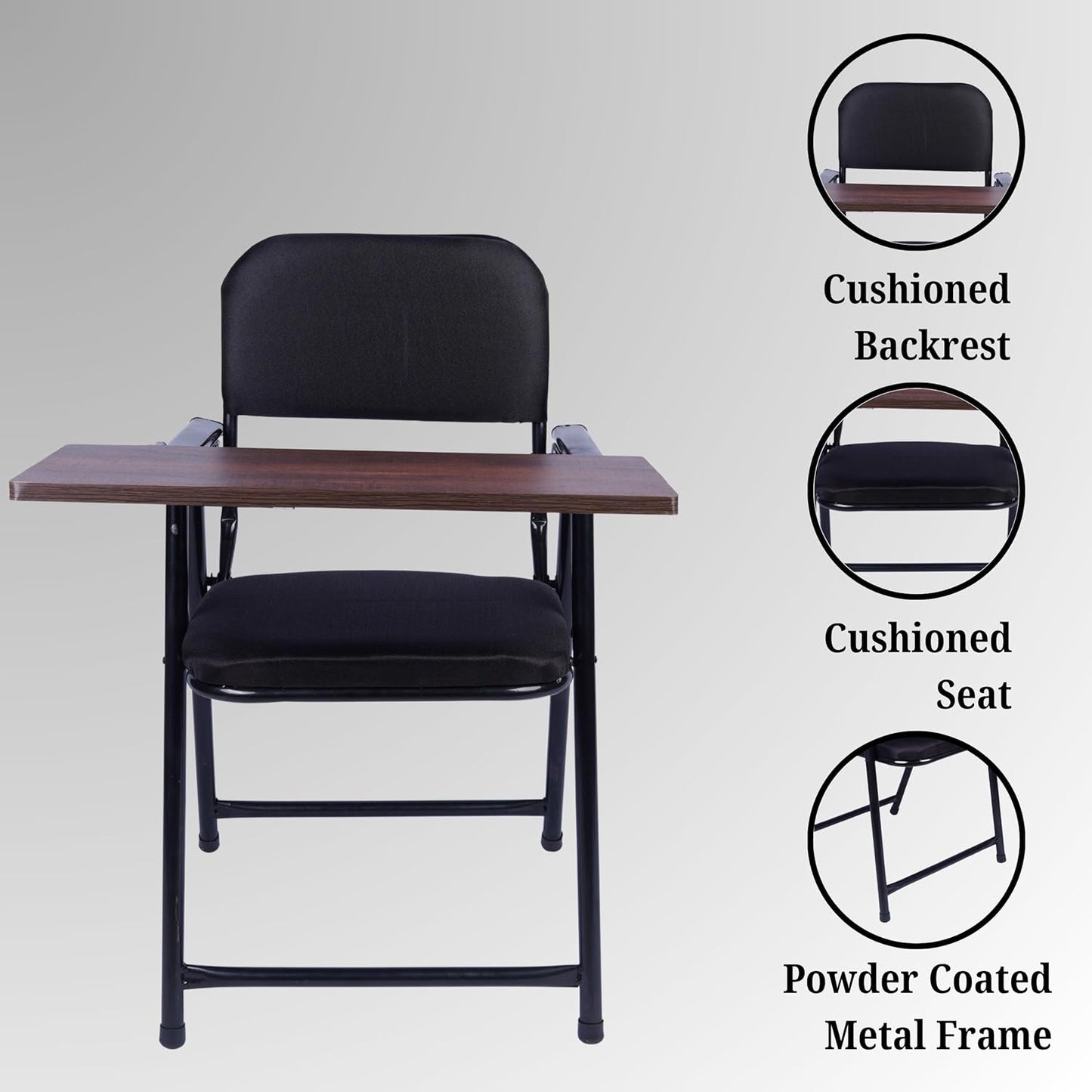 Folding Study Desk Chair with Adjustable Writing Pad